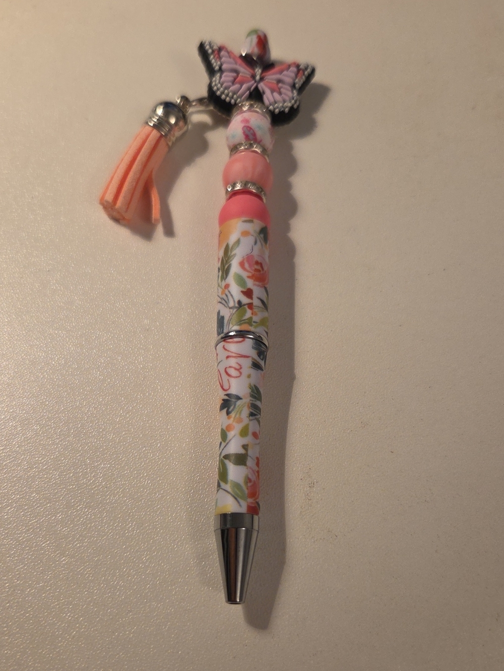 Floral Butterfly Tassel Pen - Pink Decorative Writing Pen